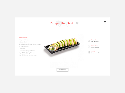 #DailyUI Day 40 - Recipe 040 40 cook cookbook cooking dailyui dailyuichallenge design recipe recipe app recipe book recipe card recipes sushi sushi roll ui web