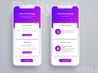 DailyUI day 4 Calculator dailyui esoteric mobile mobile ui numerology ui