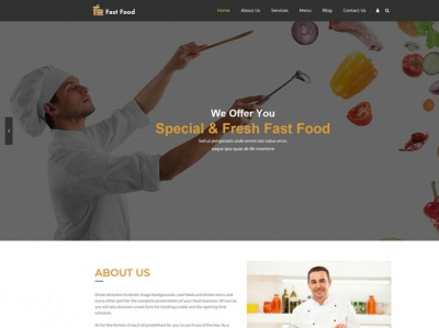 Fast Food Restaurants WordPress Theme cafe cafeteria design html restaurant sushi bar themes wordpress theme