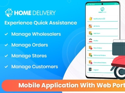 Home Delivery Mobile Application With Web Portal food food delivery food order home delivery mobile application web application