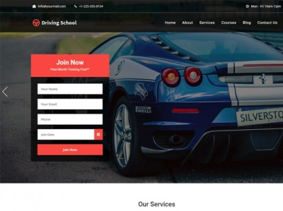 Driving School HTML Website Template car driving car driving school html html template website