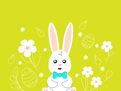 Happy Easter Illustration creativity design easter bunny easter egg flat flowers graphic illustrator vector vectorart