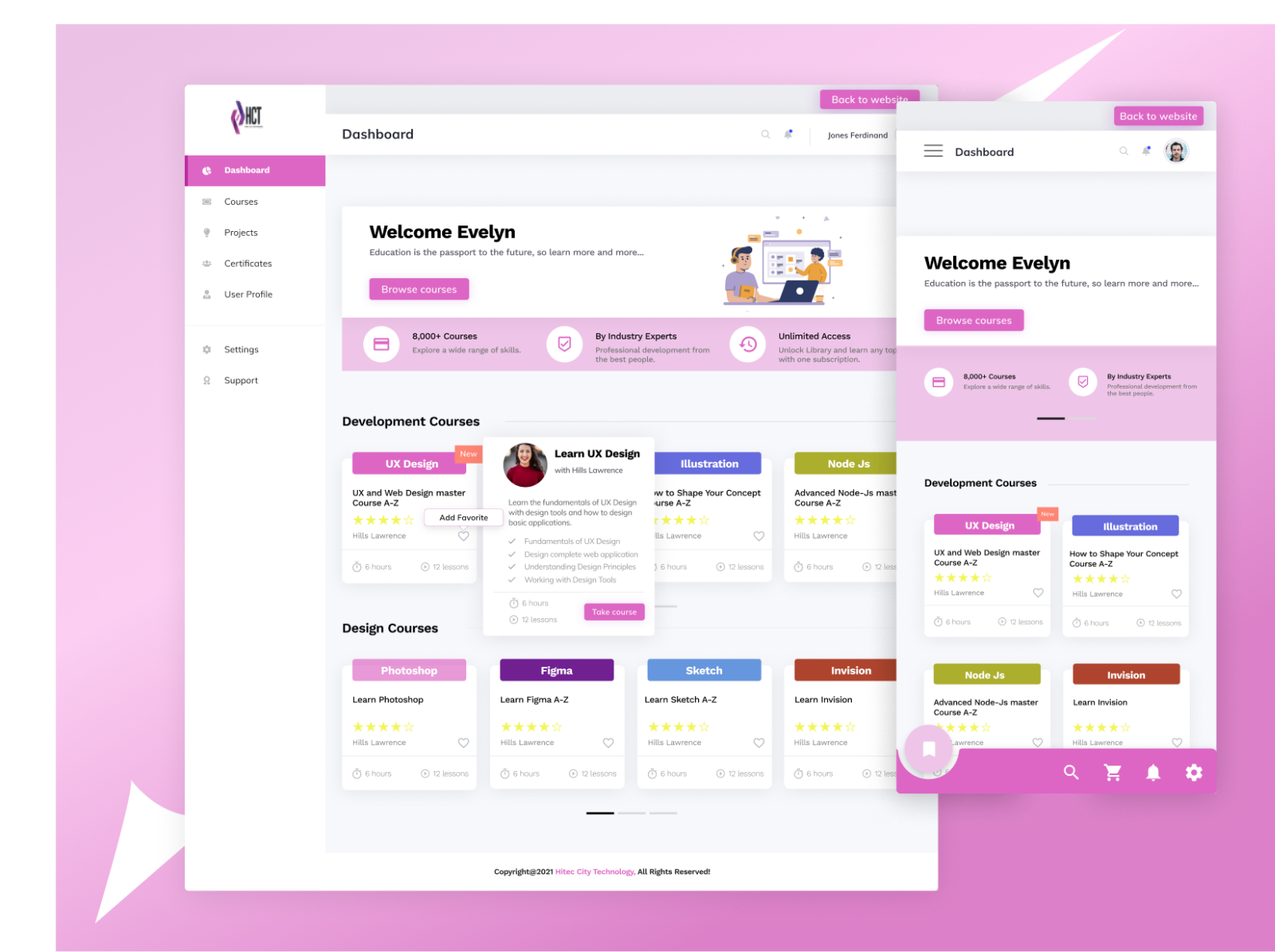 E-learning Website Dashboard Page by Elizabeth Onoja on Dribbble