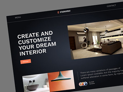 Interior design website Header dailyinspirations figma interior design header interior design ui interior design website pixency academy uidesign uiinspirations uiresources uiux userinterface webheader websitedesign