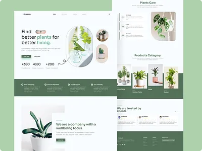 Plant shop website flatdesigns pixency academy plant shop header plant shop ui plant shop website ui uiinspirations uiresources uiux user interface userinterface webdesigner webheader websitedesign