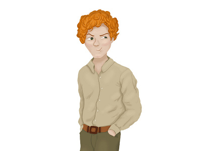 Sly curly red guy boy cartoon character curly design emotion fellow guy illustration mood red hairs sly
