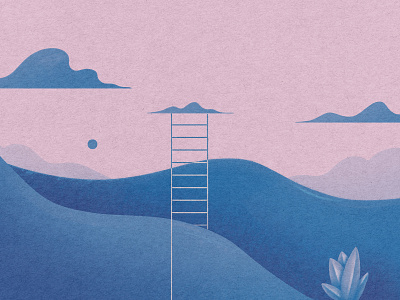 Climbing to the clouds clouds hills illustration ladder landscape landscape illustration plants surreal surrealism
