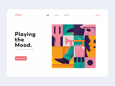 Landing Page character guitar illustration landing music music player musician page piano trumpet web web design website