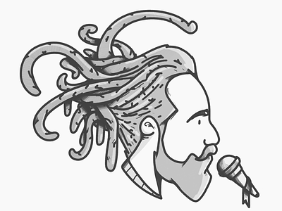 Inktober 8 - Star dreadlocks dreads inktober microphone singer singing