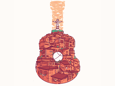 Guitar Series - Favela brazil favela guitar guitarra illustration rio rio de janerio south america