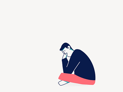 Mondays full of doubts character doubt illustration minimal sitting