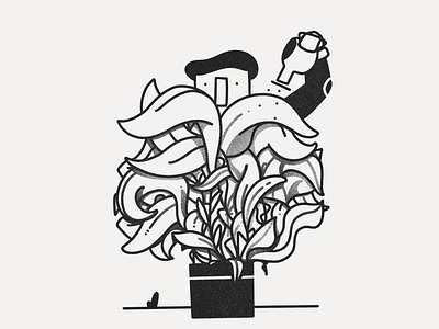 Overgrown black illustration inktober overgrown plant white