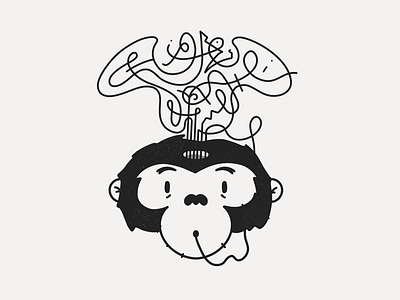 Monkey Thoughts art black digitober illustration inktober line monkey procreate thoughts white wild