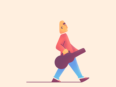 Stroll character guitar illustration ilustracion minimalist music procreate texture walk walking