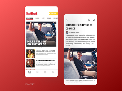 Men's Health Magazine App app application design figma mobile sketch ui ui ux uitrends uiuxdesign ux