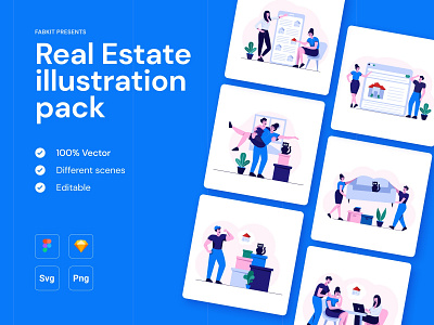 🏠 Real Estate - Illustration Pack branding character design fabkit flat flatdesign illustration illustration template people real estate vector
