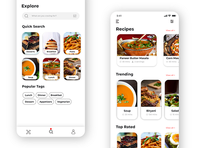 Recipes App Screens