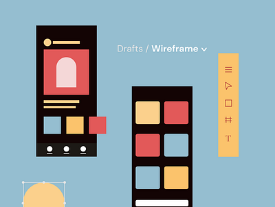 Wireframe illustration mobile ui wireframe