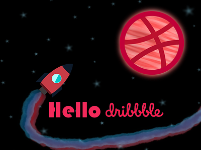 Hello Dribbble ! gaming hello dribbble illustration rocket space stars
