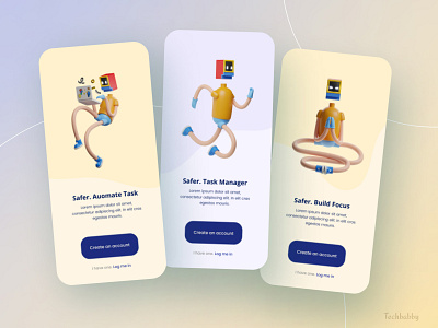 Safer Task Manager 3d app design illustration typography ui ux