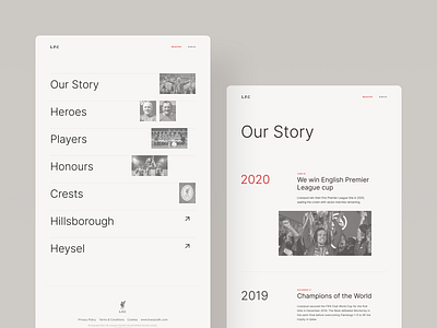 LFC History Page Concept clean concept dark ui design figma grid inspiration layout light minimal typography ui ux web web design website