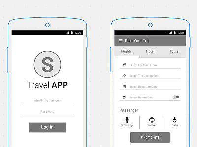 Travel APP android app booking lollipop material design mobile ux nexus presentation travel user experience wireframes