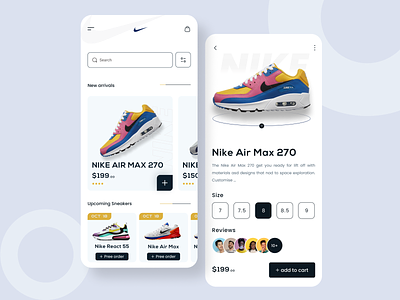 Nike - Mobile App Design Concept app app design clean design ecomerce app ecommerce mobile mobile app nike nike air nike app shoe shoe app shoe store app store app ui ui design