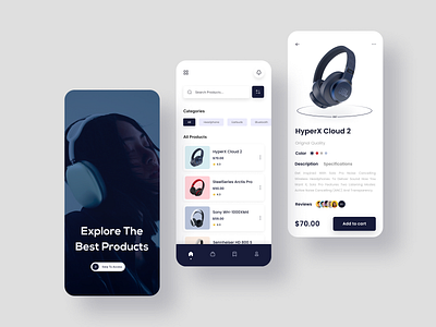 Headphone store app UI app app design clean design e commerce headphone mobile mobile app online shope shop ui ui design