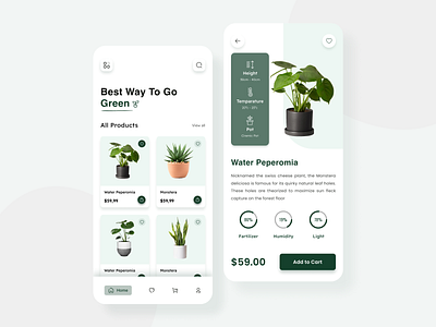 Plant Shop App UI 🌱 app app design clean design e commerce store minimal design mobile mobile app plant plants app plants shop products shop app ui ui design