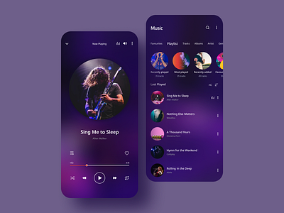 Music player Mobile App app app design app ui clean design gradient minimal mobile app music music app music player play player player ui song ui ui design