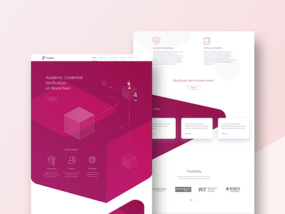 Trusted blockchain design gradient home landing page purple ui ux web webdesign