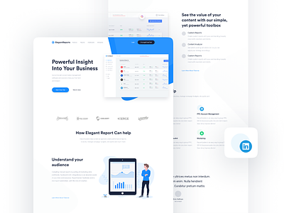 Elegant Reports app application blue clean corporate dashboard design layout minimal modern procreate product product design reports tool ui ux web web design white