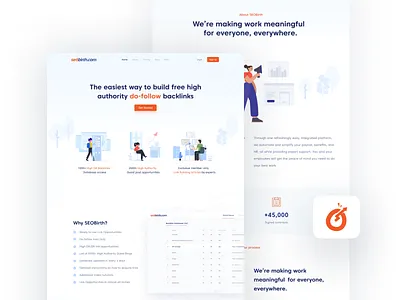 SEO Birth landing page 2020 acodez agency app clean dashboard design figma figmadesign illustration landing minimal procreate product product design seo typography ui ux web