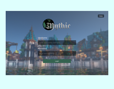 MythicMC Client Login Screen Concept | Minecraft design minimal ui ux