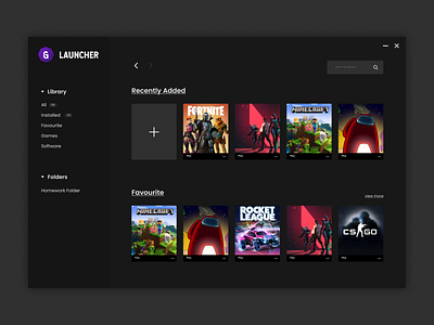 Game Launcher | Minimal UI/UX Concept