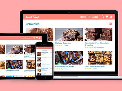 Sweet Treat - Recipe Web App recipe app ui design ux design