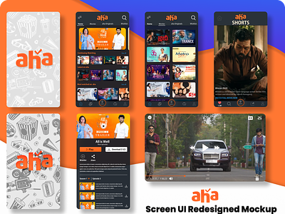 Aha app redesigned aha app branding design flat minimal mockups movies app ott ui ux website