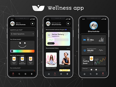 Health wellness app app design health health app medica minimal mockups ui videos welbeing wellness