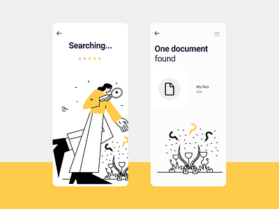 Searching screens figma illustration illustrations kavala mobile mobile app design mobile search mobile ui search ui ui design uiux web design yellow