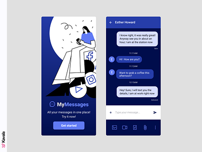 Messenger app app design chat app chat ui dailyui figma illustration illustrations kavala messenger messenger app mobile mobile ui ui ui design uiux