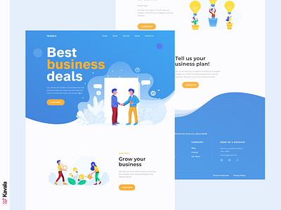 Business landing page blue business daily ui dailyui figma homepage illustration illustrations kavala landing page ui ui design ui inspiration uiux vivid web design