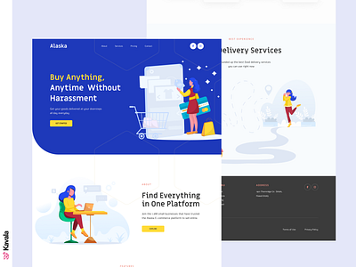 E-commerce landing page blue daily ui dailyui delivery e commerce figma homepage illustration illustrations kavala landing page shopping ui ui design uiux web design