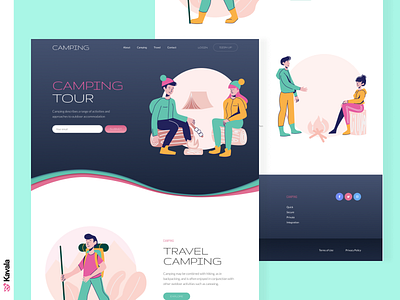 Camping website bright camp camping contrast daily ui daily ui challenge dailyui dark figma homepage illustration illustrations kavala landing page ui ui design uiux