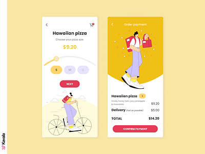 Pizza delivery app app app design dailyui delivery delivery app figma illustration illustrations kavala mobile ui pizza pizza delivery ui ui design uiux