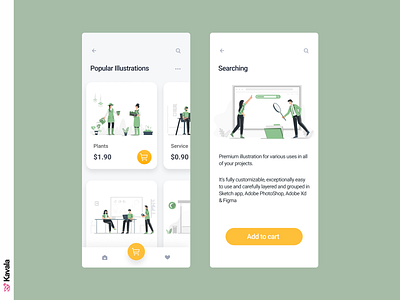 Illustrations store app app app design e commerce figma green illustration illustrations kavala mobile mobile ui ui design uiux