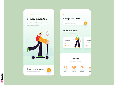 Driver delivery app app app design delivery figma illustration illustrations kavala mobile ui ui ui design uiux