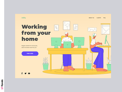 Working From Home website dailyui figma home office homepage illustration illustrations kavala landing page ui ui design uiux work from home working from home