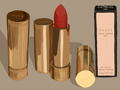 Product illustration - Gucci Lipstick art cosmetics design digital art digital illustration illustration lipstick procreate product illustration
