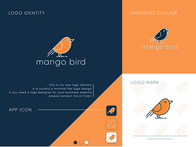 Logo Identity Mango Bird abstract appicon brand identity branding brandidentity branding design businesslogo icon logo logo design branding logodesign mango minimal minimalist morden