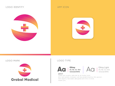 Grobal Madical Idientity abstract appicon brandidentity branding branding design businesslogo icon logo mark logodesign logodesigns logotype medical logo] minimal minimalist